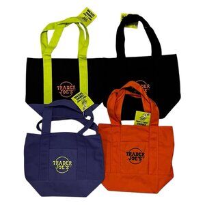 Trader Joes Mini Canvas Tote Bag Set of 4 Halloween LIMITED In Hand Fast‎ Ship